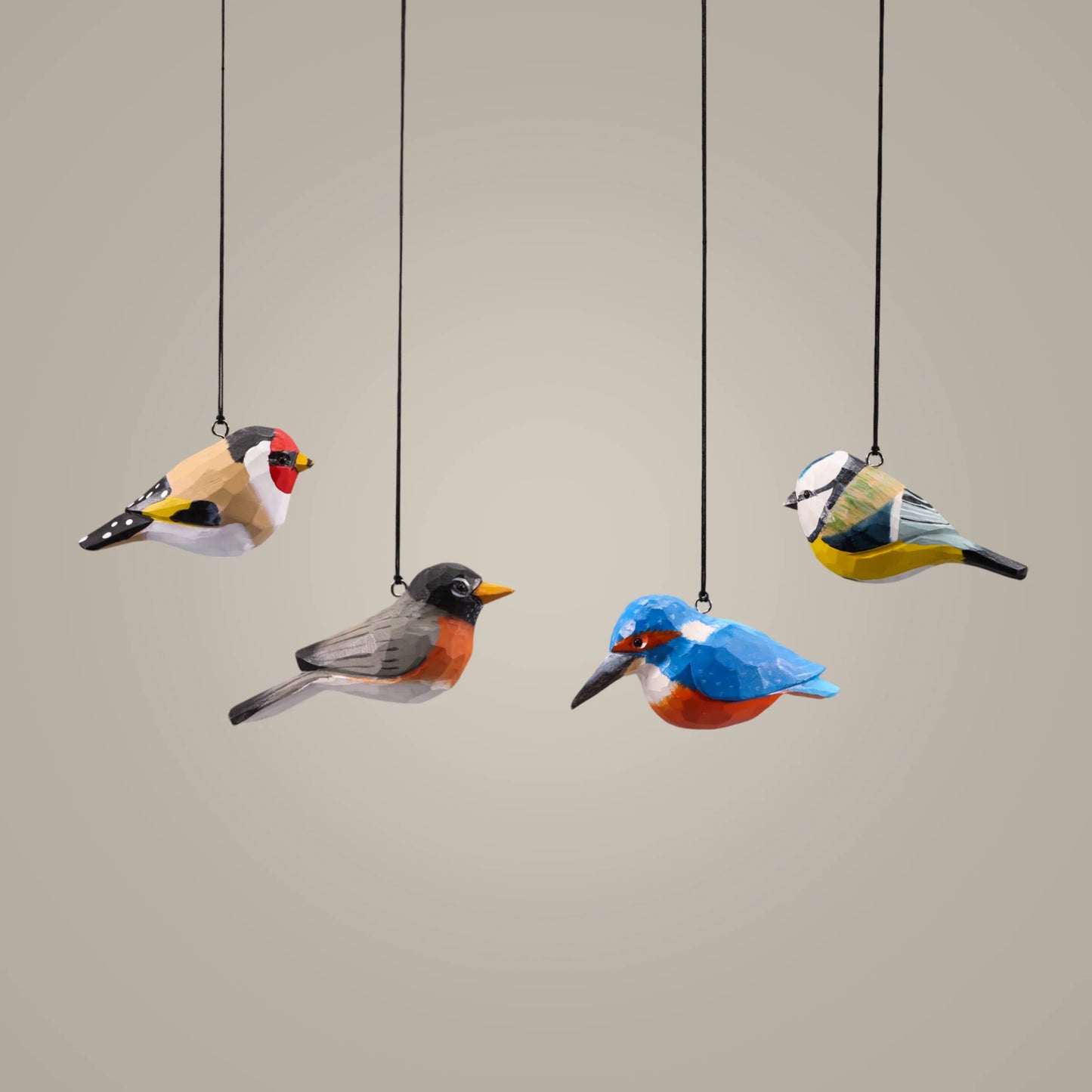 Set of 4 European Bird Ornaments